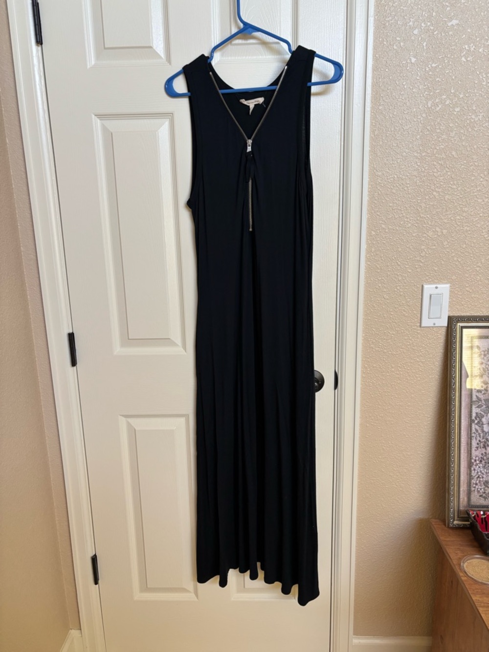 Soft Surroundings Black Sleeveless Maxi with Front Zip Accent